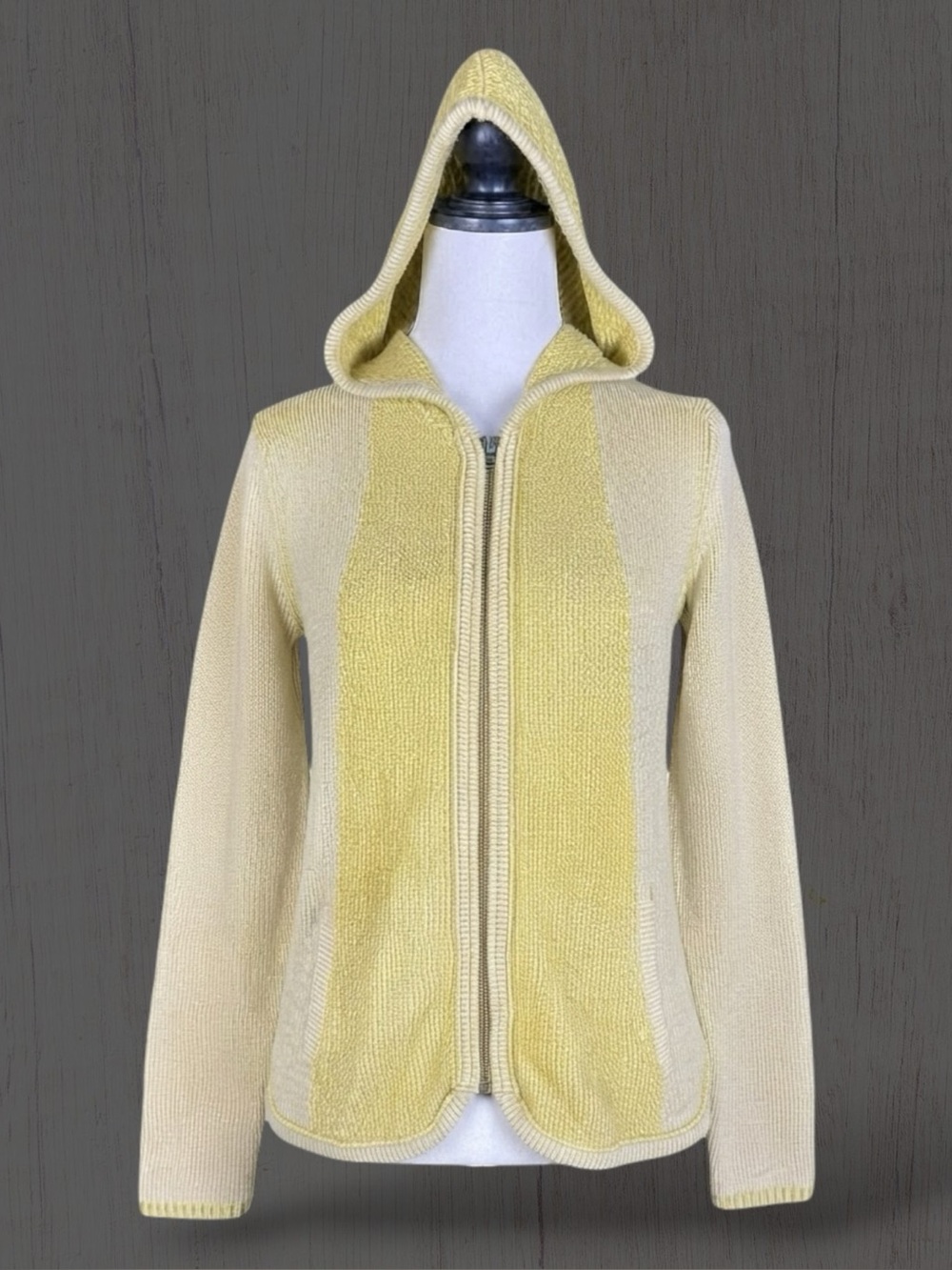 Anthropologie Sparrow Sweater Yellow Cream Cardigan Hooded Knit Cozycore Y2K M